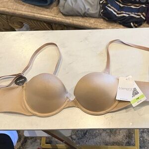 Tempted Women's Beige Bra.  Strapless and adjustable straps.  34B